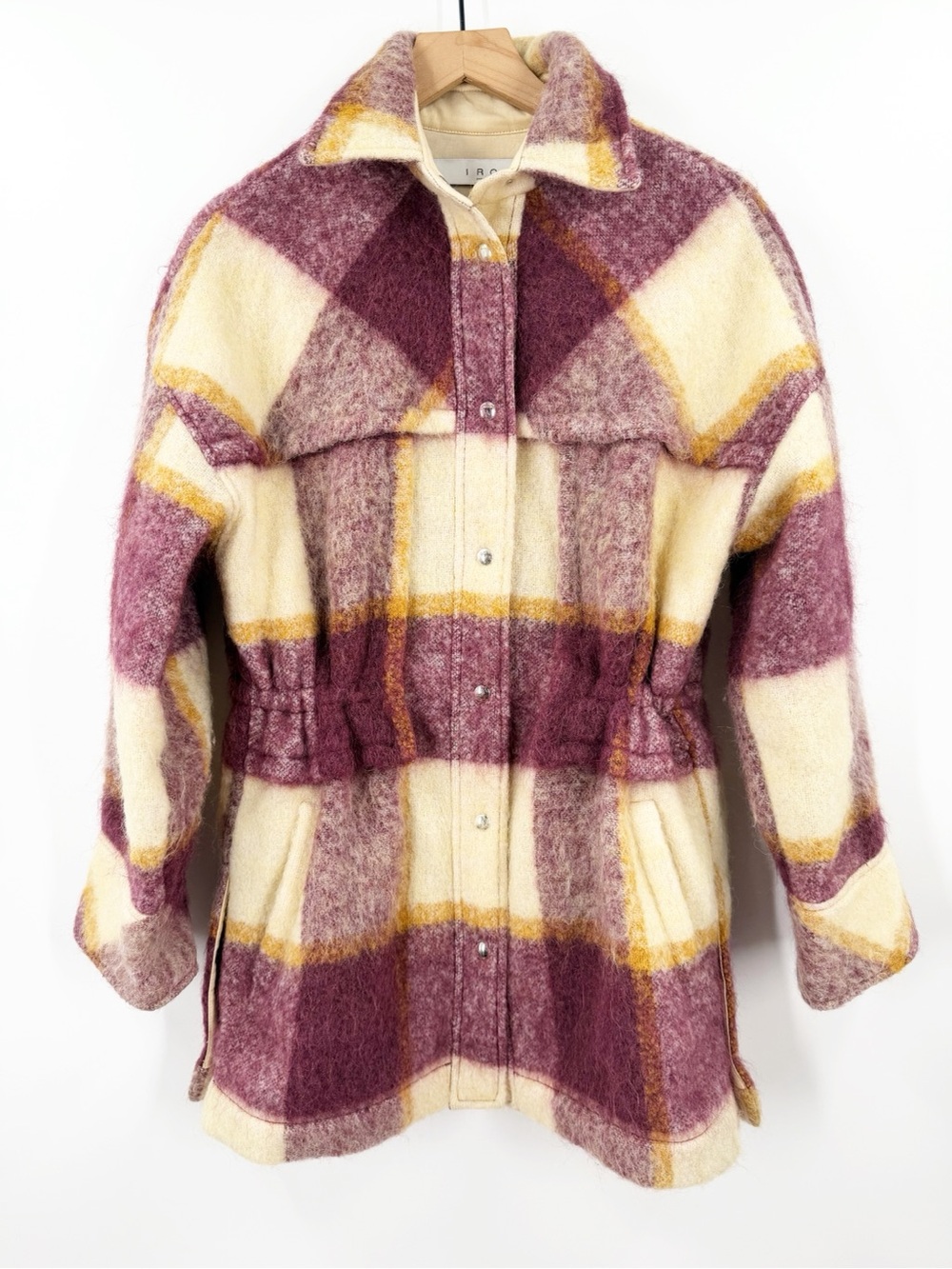 IRO Paris Paje Shacket In Berry Mohair Alpaca Wool